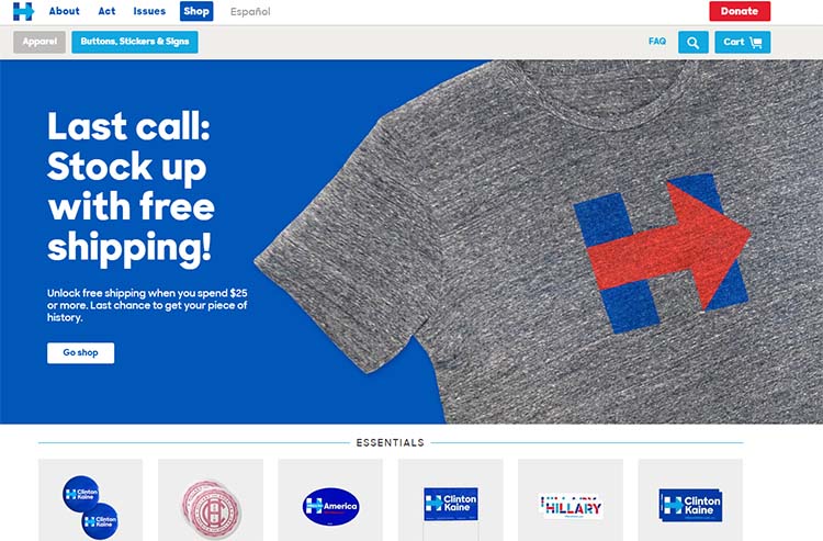 Website Color Schemes Hillary Clinton Shop